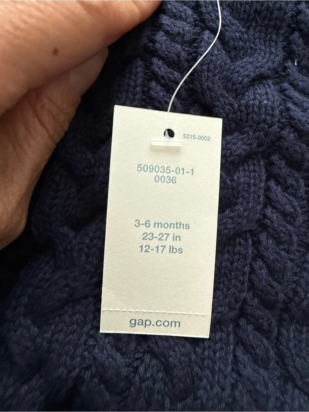 NWT Baby Gap Cable Knit One Piece Romper Navy Blue 3-6 Months Button Shoulder